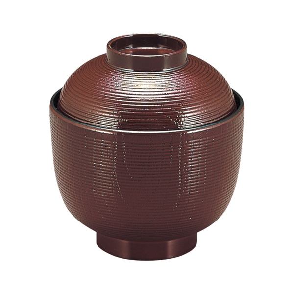 福井クラフト 千筋ケヤキ吸物椀　3寸　蓋親セット 溜　内黒 32015590 1個（ご注文単位1個）【直送品】