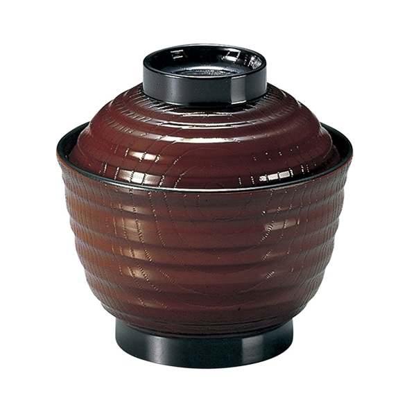 福井クラフト 乱引木目小吸椀　3.5寸　蓋親セット 溜　内黒 33100140 1個（ご注文単位1個）【直送品】