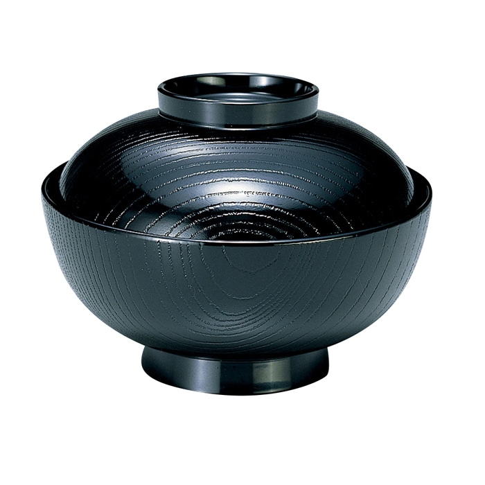 福井クラフト 耐熱雑煮椀 4.5木目雑煮椀 蓋親セット 総黒 33601320 1個(ご注文単位1個)【直送品】