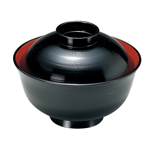 福井クラフト 耐熱丼 5寸 千筋丼物椀 蓋親セット 黒 内朱 38020210 1個(ご注文単位1個)【直送品】