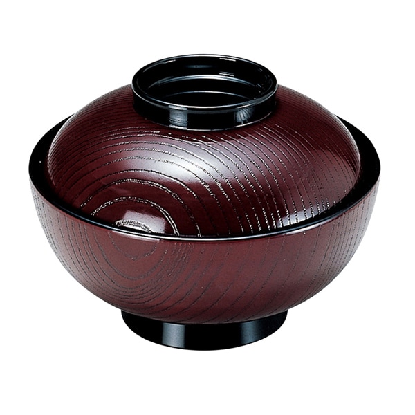 福井クラフト 耐熱雑煮椀 4.5木目雑煮椀 蓋親セット 溜 内黒 33602430 1個(ご注文単位1個)【直送品】