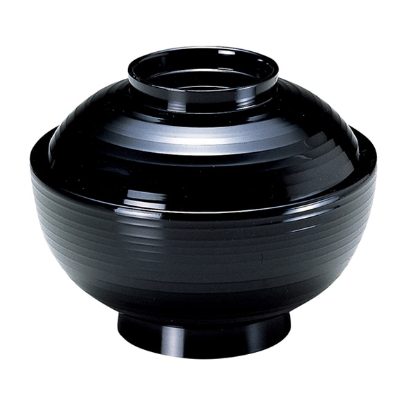 福井クラフト 耐熱雑煮椀 4.5寸 乱引雑煮椀 蓋親セット 総黒 33500520 1個(ご注文単位1個)【直送品】