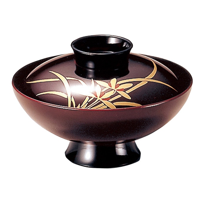 福井クラフト 吸物椀 4寸 小槌椀 蓋親セット 溜/蘭 内黒 35041810 1個(ご注文単位1個)【直送品】