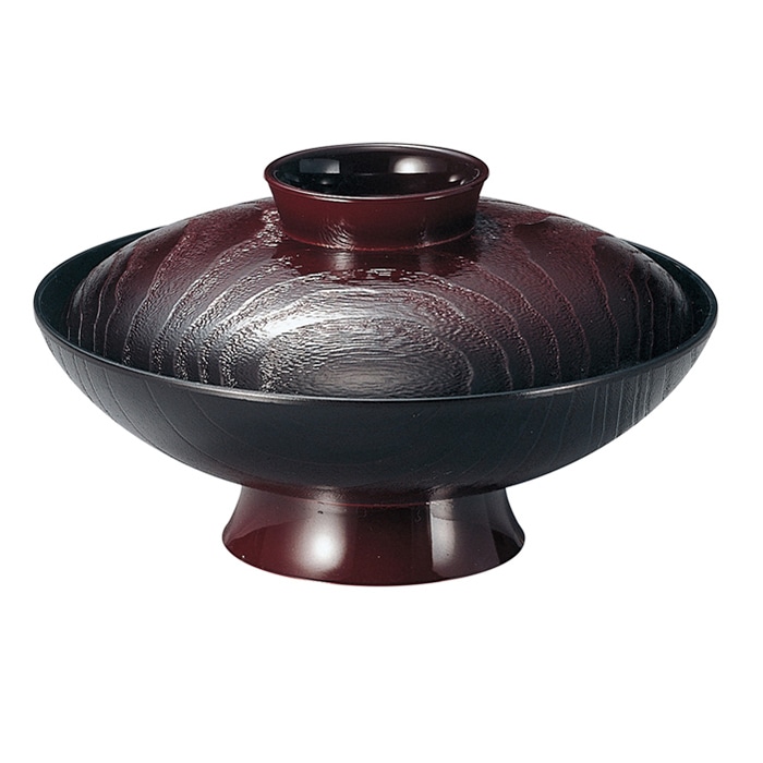 福井クラフト 雑煮椀 6寸 桐杢煮物椀 蓋親セット 溜 内黒 33100630 1個(ご注文単位1個)【直送品】