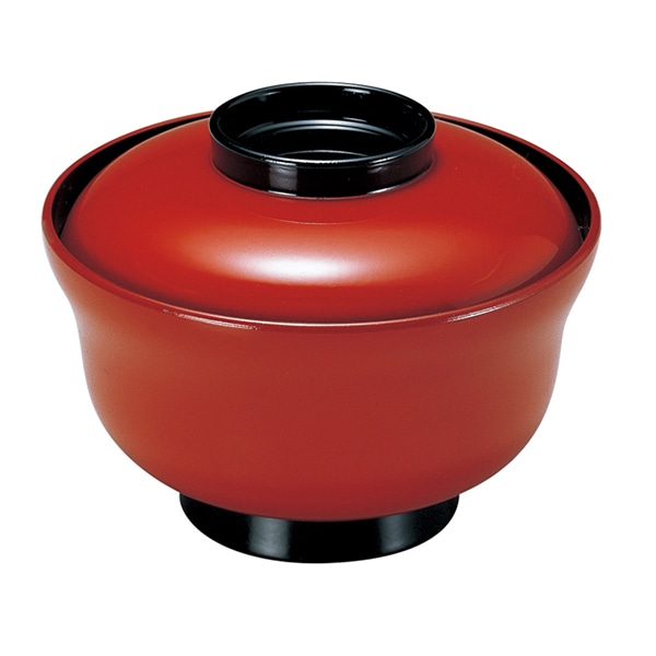 福井クラフト 耐熱丼 5.5寸 かすみ丼椀 蓋親セット 朱ツバ黒 内黒 33601430 1個(ご注文単位1個)【直送品】
