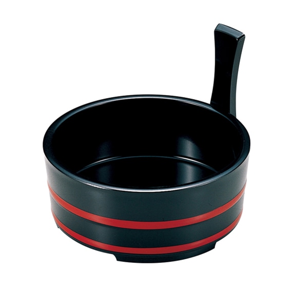 福井クラフト 桶型盛器　6寸片手桶　本体 黒朱ヒモ内朱 45023110 1個（ご注文単位1個）【直送品】