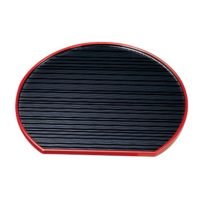 福井クラフト 乱引半月盆 尺2 片面 黒渕天朱 15000230 1枚(ご注文単位1枚)【直送品】