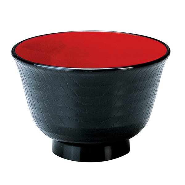 福井クラフト 汁椀　ろくろ目汁椀　中　φ104　中 黒　内朱 51402040 1個（ご注文単位1個）【直送品】