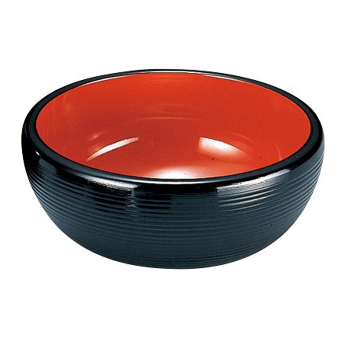 福井クラフト 鉢 7寸千筋ナツメ鉢 黒 内朱 38021140 1個(ご注文単位1個)【直送品】