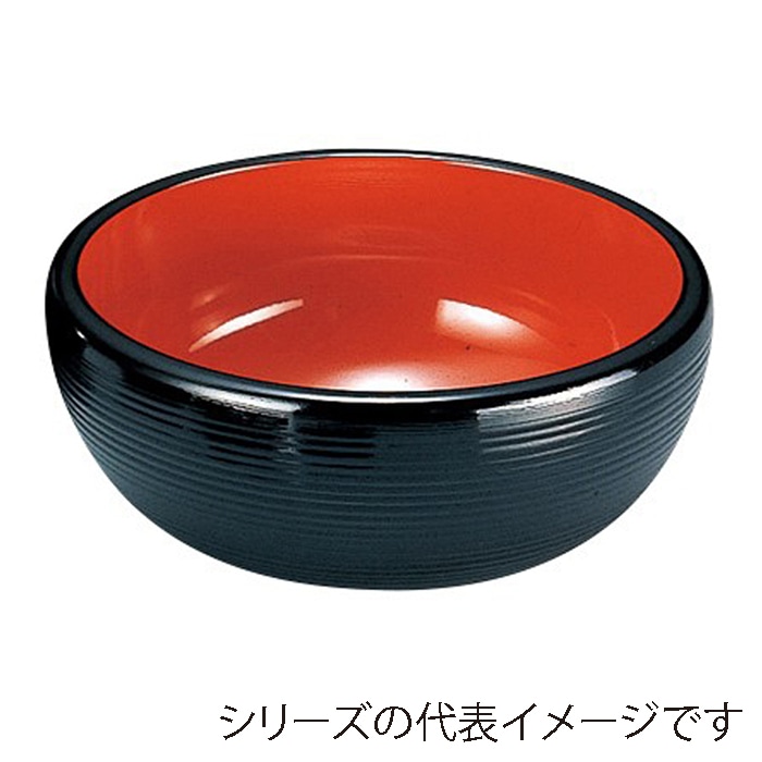 福井クラフト 鉢 6寸 千筋ナツメ鉢 黒 内朱 38021130 1個(ご注文単位1個)【直送品】