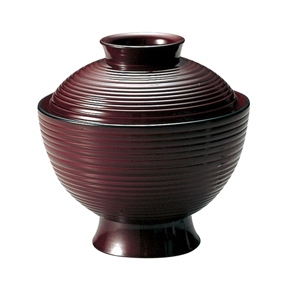 福井クラフト 耐熱吸物椀 3.5寸 千筋小吸物椀 蓋親セット 溜 内朱 33020020 1個(ご注文単位1個)【直送品】