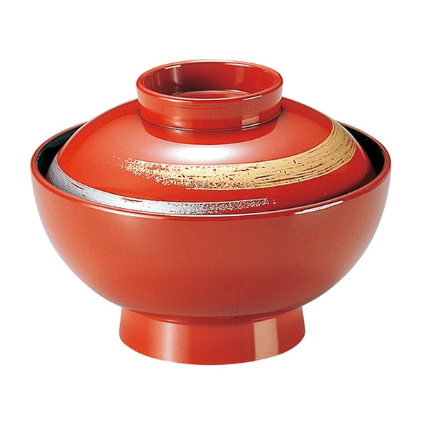 福井クラフト 吸物椀 4寸 開き仙才椀 蓋親セット 朱カスリ 内黒 33100380 1個(ご注文単位1個)【直送品】