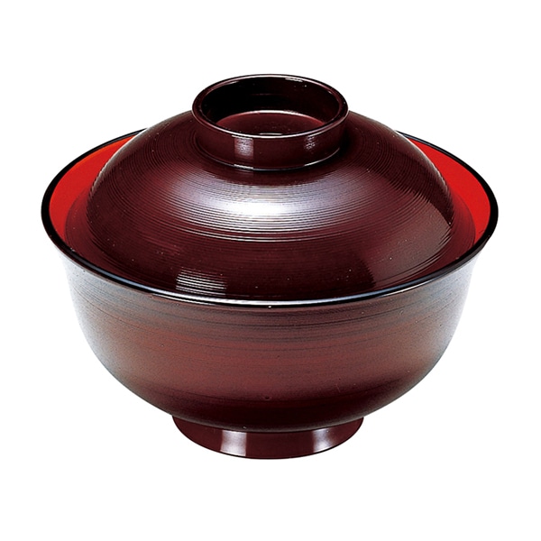 福井クラフト 耐熱丼　5寸　千筋丼物椀　蓋親セット 溜　内朱 38020220 1個（ご注文単位1個）【直送品】