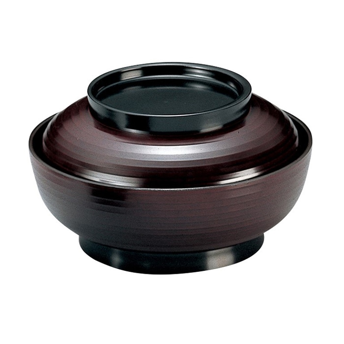 福井クラフト 耐熱雑煮椀 6寸 乱引三日月丼 蓋親セット 溜 内黒 33500740 1個(ご注文単位1個)【直送品】