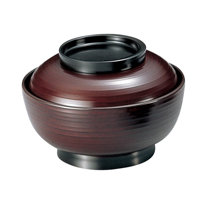 福井クラフト 耐熱雑煮椀 5寸 乱引三日月丼 蓋親セット 溜 内黒 33500720 1個(ご注文単位1個)【直送品】