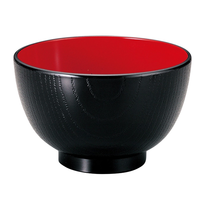 福井クラフト 耐熱汁椀　3.5寸　木目 黒　内朱 31000720 1個（ご注文単位1個）【直送品】