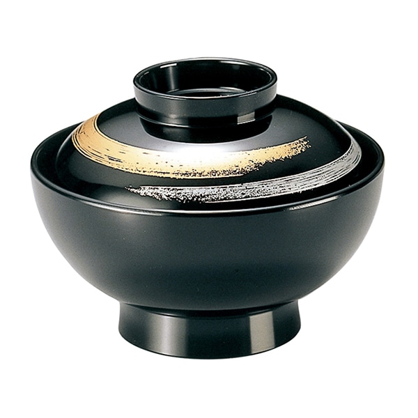福井クラフト 吸物椀　4寸　開き仙才椀　蓋親セット 黒カスリ　内黒 33100370 1個（ご注文単位1個）【直送品】
