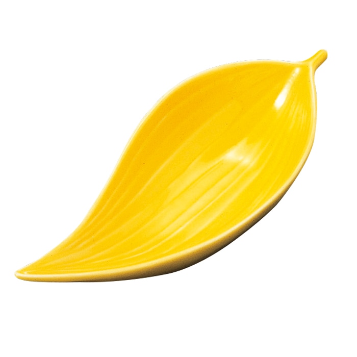 福井クラフト 陶器珍味 笹鉢 大 黄釉 80500090 1個(ご注文単位1個)【直送品】