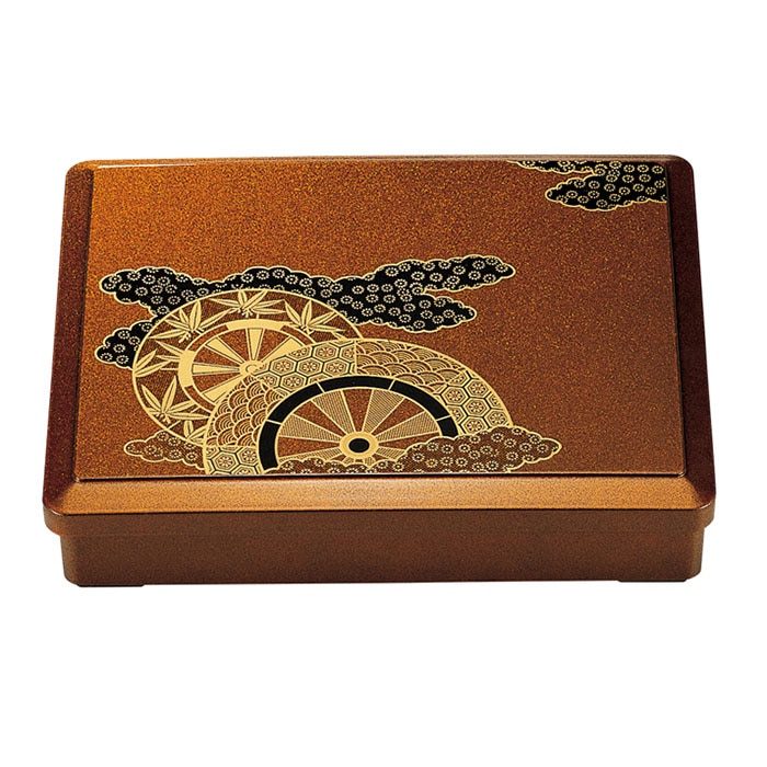 福井クラフト 尺1寸DX長手弁当　蓋親 御所車　内黒 24021104 1個（ご注文単位1個）【直送品】