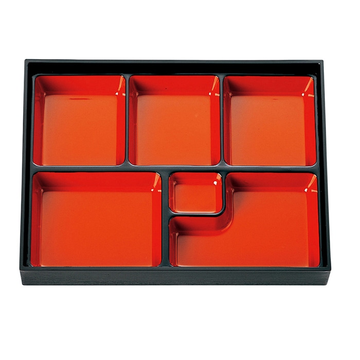 福井クラフト 尺2寸長手弁当用　幕の内仕切 内朱天黒 24021223 1個（ご注文単位1個）【直送品】