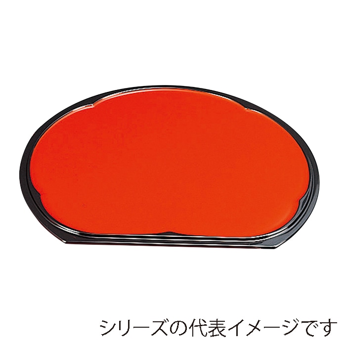 福井クラフト 梅型半月両面盆　尺5 朱渕黒／梨地渕黒 15013630 1枚（ご注文単位1枚）【直送品】