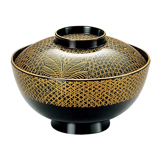 福井クラフト 耐熱吸物椀　4寸　石平仙才椀　蓋親セット 武蔵野　内黒 33600550 1個（ご注文単位1個）【直送品】