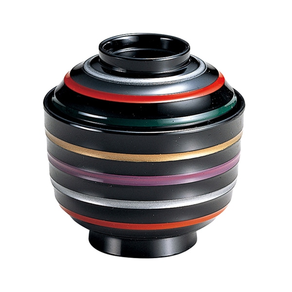 福井クラフト 小吸椀　駒筋小吸物椀　蓋親セット 黒／アヤ紐　内黒 35030420 1個（ご注文単位1個）【直送品】