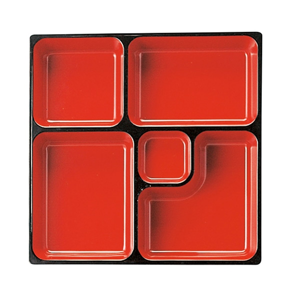 福井クラフト 8寸角弁当用 幕の内仕切 内朱天黒 21065013 1個(ご注文単位1個)【直送品】