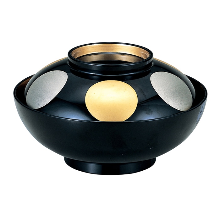 福井クラフト 仙才煮物椀　　4.5寸　蓋親セット 黒／日月高台内金　内黒 12017270 1個（ご注文単位1個）【直送品】