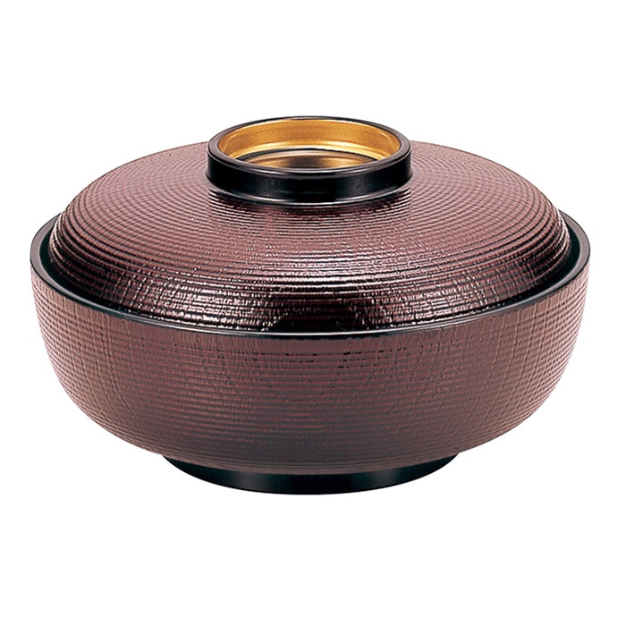 福井クラフト 耐熱雑煮椀　5.5寸　千筋木目椀　蓋親セット 溜　高台内金　内黒 32602020 1個（ご注文単位1個）【直送品】