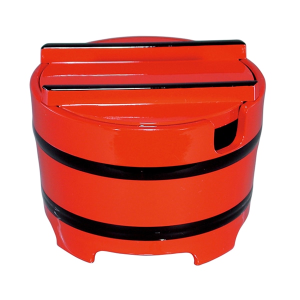 福井クラフト 桶型ガリ入れ木目 大 朱黒ひも 15158890 1個(ご注文単位1個)【直送品】