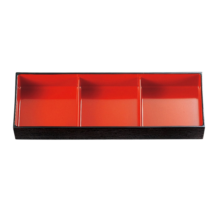 福井クラフト 大寿弁当用 三ツ仕切り親 溜内朱 21031270 1個(ご注文単位1個)【直送品】