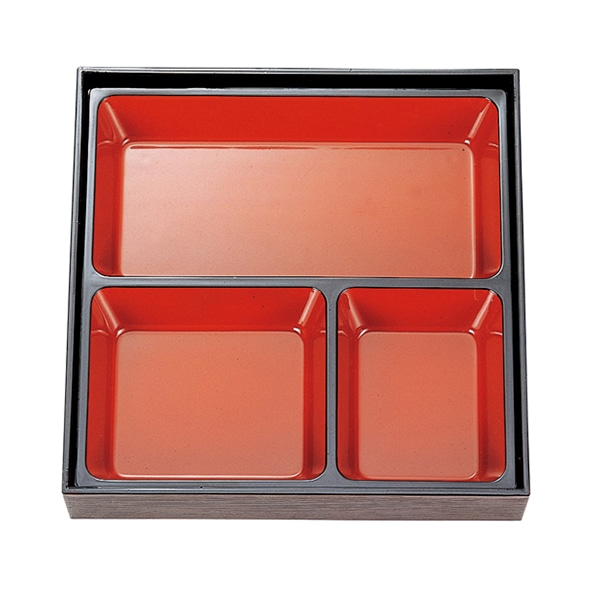 福井クラフト 8.5寸松花堂用 とんかつ仕切 朱天黒 21023740 1個(ご注文単位1個)【直送品】