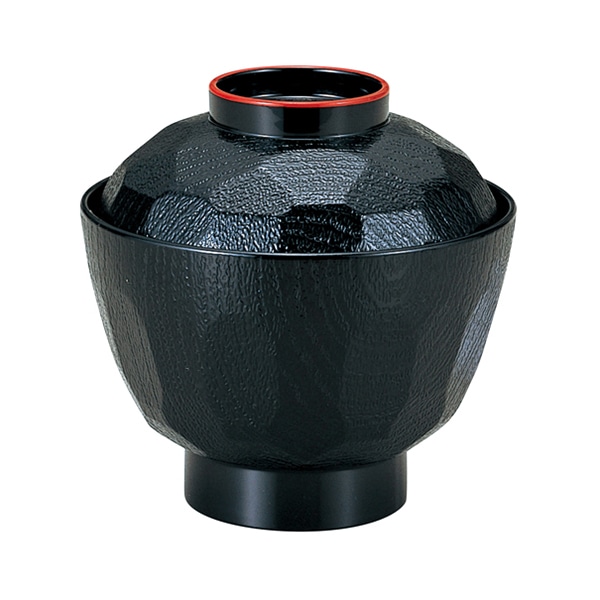 福井クラフト 小吸椀　積楽亀甲椀　蓋親セット 黒天朱　内黒 12017050 1個（ご注文単位1個）【直送品】