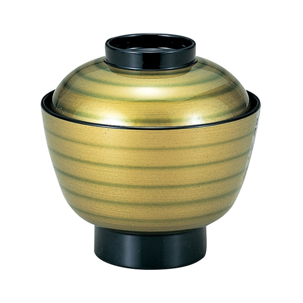 福井クラフト 小吸椀　積楽無地椀　蓋親セット メロンライン　内黒 12017150 1個（ご注文単位1個）【直送品】