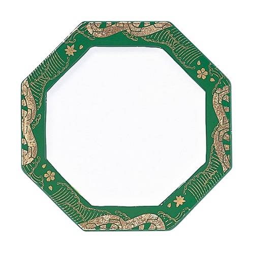福井クラフト 八角寿司皿　御所車 常盤緑 12022460 1個（ご注文単位1個）【直送品】