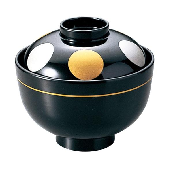 福井クラフト 耐熱小吸椀 麻呂小吸椀 蓋親セット 黒日月 内黒 12023540 1個(ご注文単位1個)【直送品】