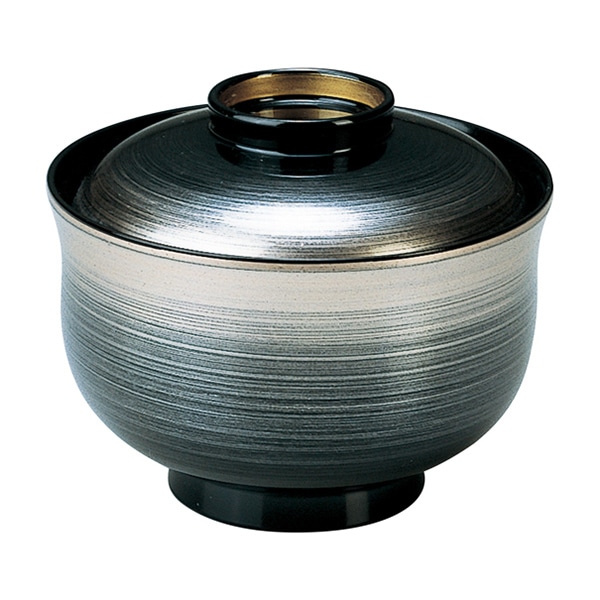 福井クラフト 耐熱小吸椀 羽反一口椀 蓋親セット 銀カスミ 内黒 12023550 1個(ご注文単位1個)【直送品】