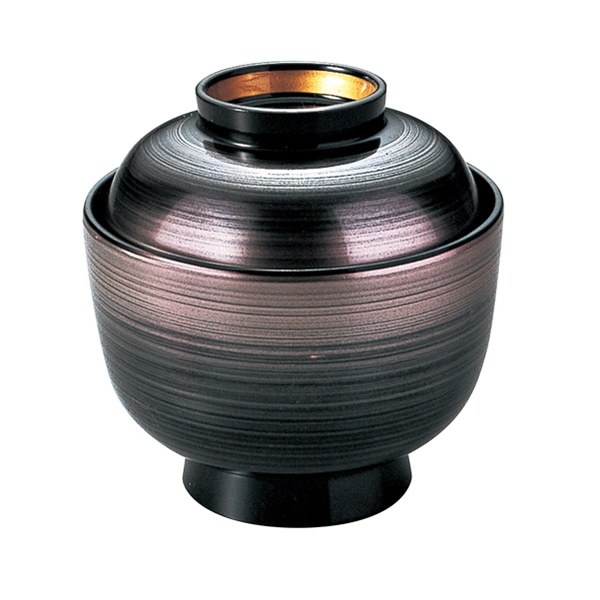 福井クラフト 耐熱一口古代椀 蓋親セット 銀カスミ 内黒 12023640 1個(ご注文単位1個)【直送品】