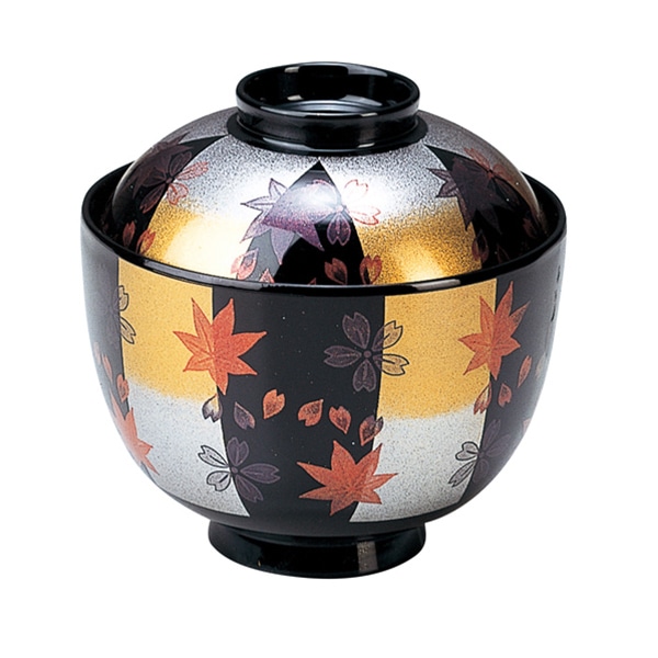 福井クラフト 耐熱小吸椀 室町小吸椀 蓋親セット 金錦短冊 内黒 12024055 1個(ご注文単位1個)【直送品】