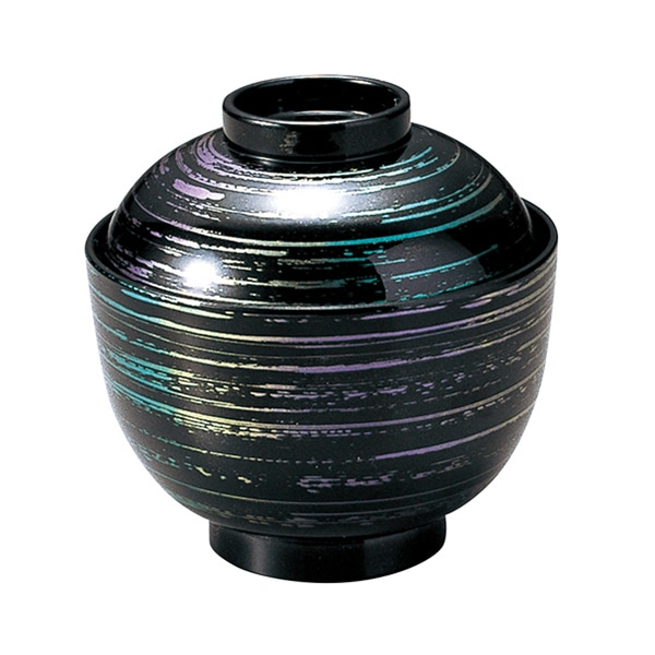 福井クラフト 耐熱小吸椀 松庵小吸椀 蓋親セット 虹彩 内黒 12024135 1個(ご注文単位1個)【直送品】