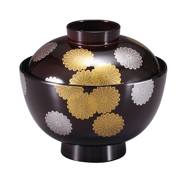 福井クラフト 耐熱吸物椀 和 越前椀 蓋親セット 溜菊詰め 内黒 12024910 1個(ご注文単位1個)【直送品】