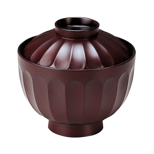 福井クラフト 菊型吸物椀 蓋親セット チーク 内黒 12025035 1個(ご注文単位1個)【直送品】