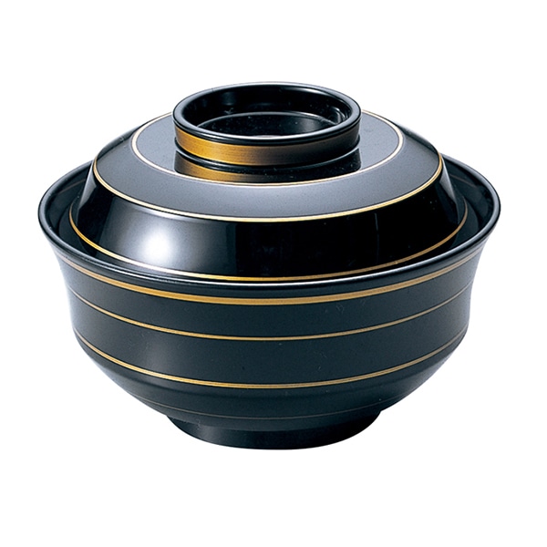 福井クラフト 耐熱吸物椀 4寸 天竜寺椀 蓋親セット 黒/金ライン 内黒 12025300 1個(ご注文単位1個)【直送品】