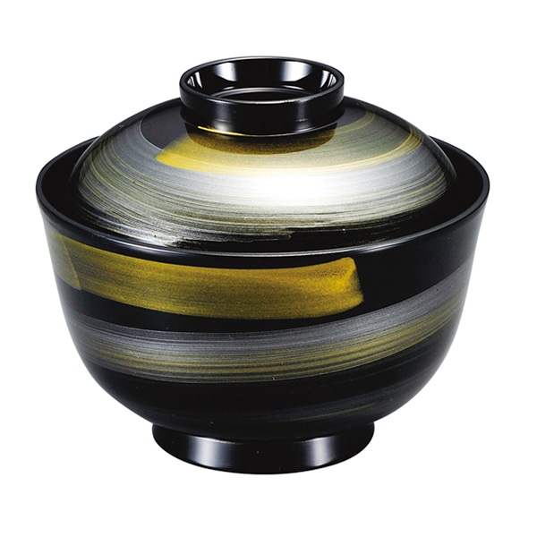 福井クラフト 耐熱小吸椀　3.5寸　千鳥椀　蓋親セット 黒一筆かすり　内黒 12033080 1個（ご注文単位1個）【直送品】