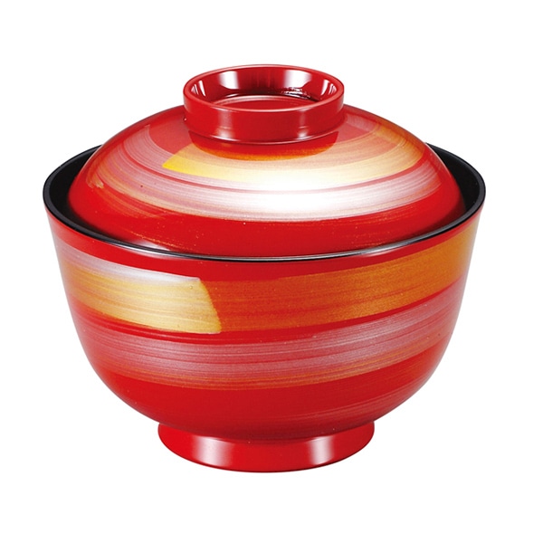 福井クラフト 耐熱小吸椀 3.5寸 千鳥椀 蓋親セット 朱一筆かすり 内黒 12033090 1個(ご注文単位1個)【直送品】