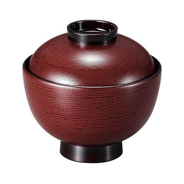 福井クラフト 耐熱小吸椀 祥隅丸椀 蓋親セット 溜刷毛目 内黒 12033270 1個(ご注文単位1個)【直送品】