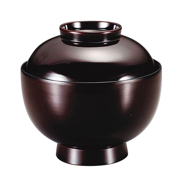 福井クラフト 耐熱吸物椀 3.5寸 丸駒椀 蓋親セット 溜無地 内黒 12033360 1個(ご注文単位1個)【直送品】