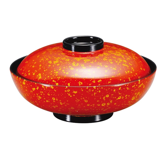 福井クラフト 耐熱雑煮椀　4.5寸　丸駒椀　蓋親セット 朱津軽　内黒 12033590 1個（ご注文単位1個）【直送品】