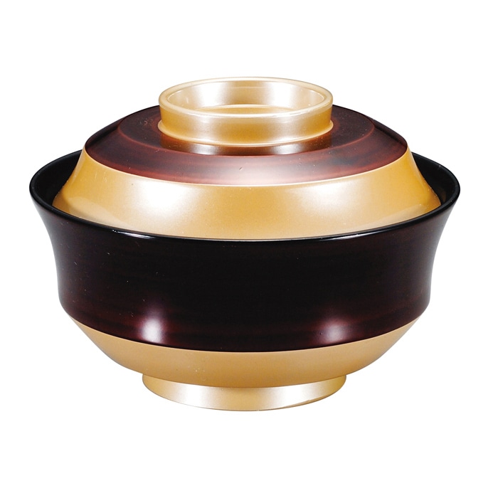 福井クラフト 耐熱吸物椀　4寸　天竜寺椀　蓋親セット 銀透きべっ甲帯　内黒 12033740 1個（ご注文単位1個）【直送品】